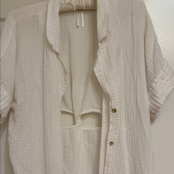 Anthropologie White Button-Down Lucia Swim Coverup - Picture 4 of 5
